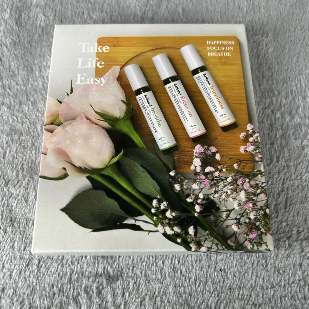BeNatu Essential Oil Roll On Set 3pk Breathe Focus Happiness 10ml Aromatherapy